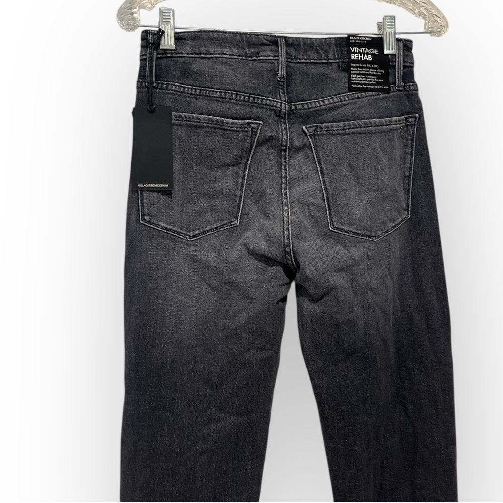 NWT Black Orchid Foil Hem Taylor Straight Leg Jeans Charcoal Gray 26 - Picture 6 of 14
